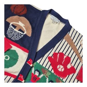 VTG Sweater Loft Womens Medium‎ Made in USA Sports Cardigan Novelty 90s
